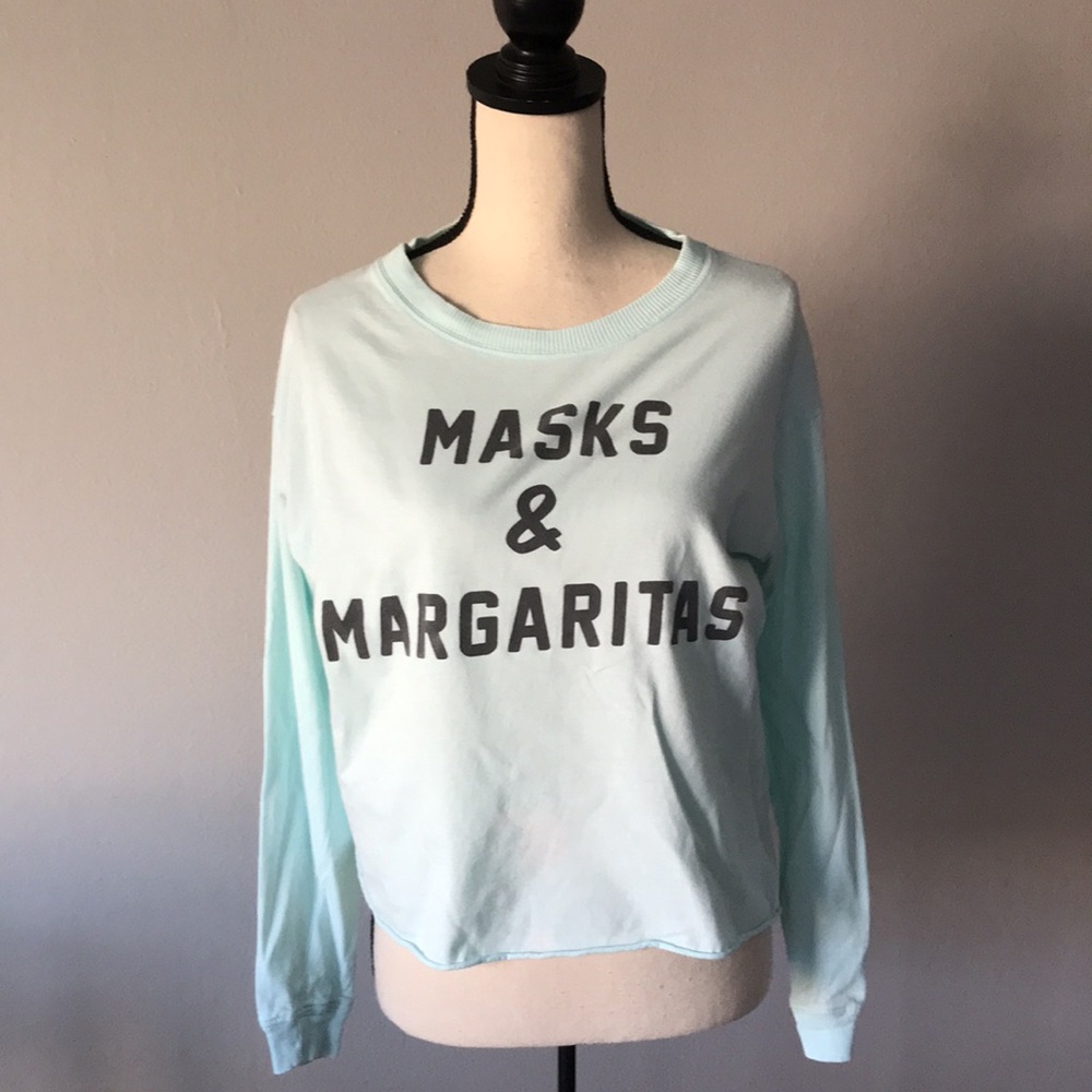❤️3X20 SOUTHERN SPIRIT Women Aqua Cotton Masks & Margaritas Print Long S…